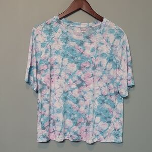 Joe Fresh Short Sleeve Tie-Dye Tee - Blue and Pink